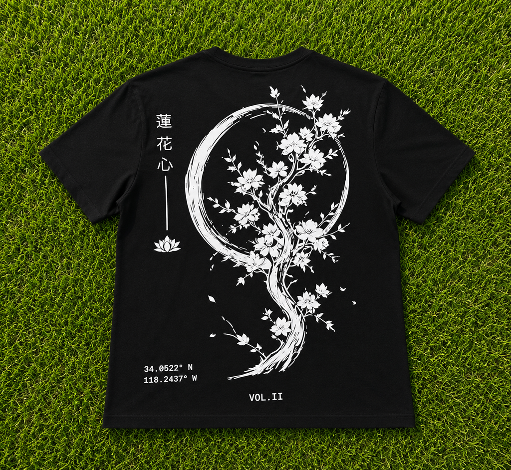 Black and White Lotus tee (preorder)